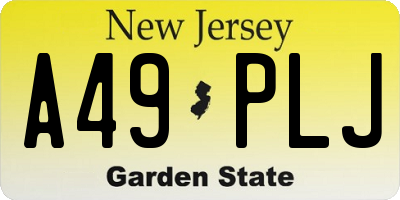 NJ license plate A49PLJ