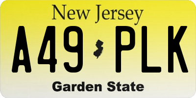 NJ license plate A49PLK