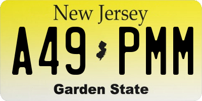 NJ license plate A49PMM