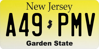 NJ license plate A49PMV