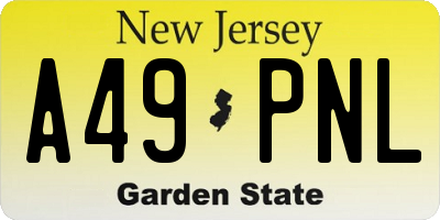 NJ license plate A49PNL