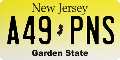 NJ license plate A49PNS
