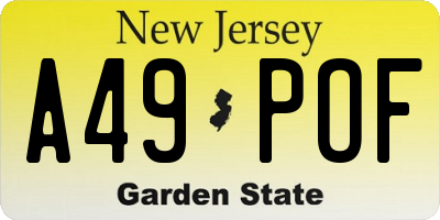 NJ license plate A49POF