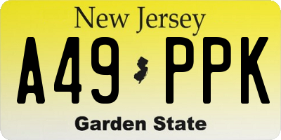 NJ license plate A49PPK