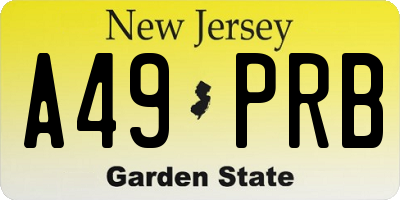 NJ license plate A49PRB