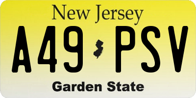 NJ license plate A49PSV