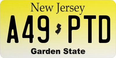 NJ license plate A49PTD