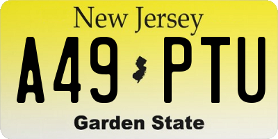 NJ license plate A49PTU