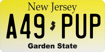 NJ license plate A49PUP