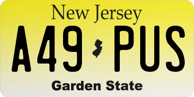 NJ license plate A49PUS