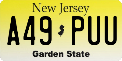 NJ license plate A49PUU