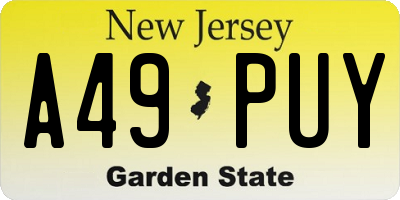 NJ license plate A49PUY