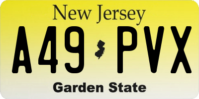 NJ license plate A49PVX