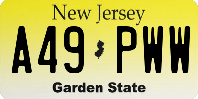 NJ license plate A49PWW