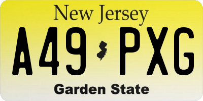 NJ license plate A49PXG