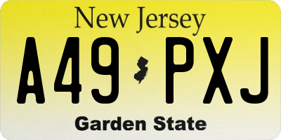 NJ license plate A49PXJ