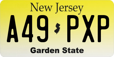 NJ license plate A49PXP