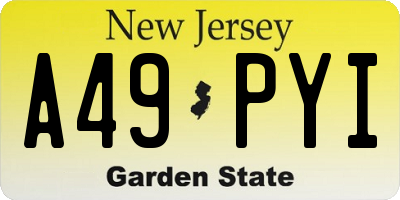 NJ license plate A49PYI