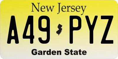 NJ license plate A49PYZ