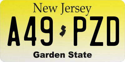 NJ license plate A49PZD