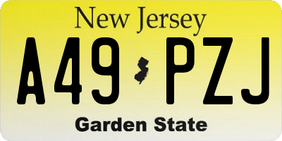 NJ license plate A49PZJ