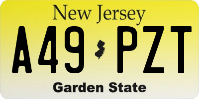 NJ license plate A49PZT