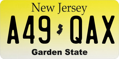 NJ license plate A49QAX