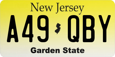 NJ license plate A49QBY