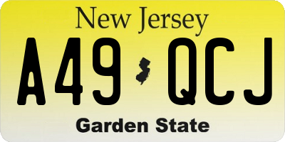 NJ license plate A49QCJ