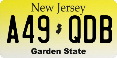 NJ license plate A49QDB
