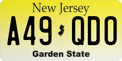NJ license plate A49QDO