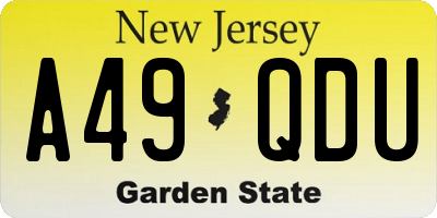 NJ license plate A49QDU