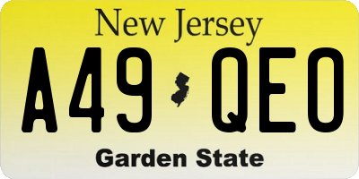 NJ license plate A49QEO