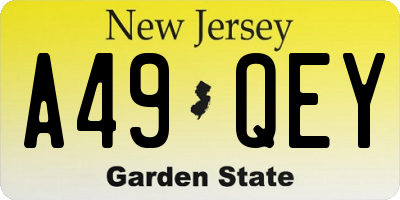 NJ license plate A49QEY