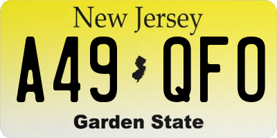 NJ license plate A49QFO