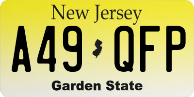 NJ license plate A49QFP