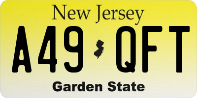 NJ license plate A49QFT