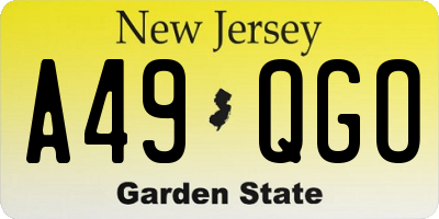NJ license plate A49QGO