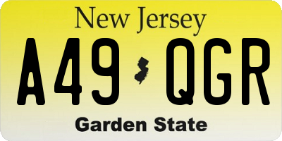 NJ license plate A49QGR