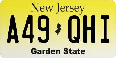 NJ license plate A49QHI