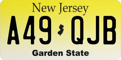 NJ license plate A49QJB