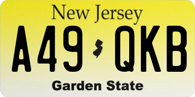 NJ license plate A49QKB