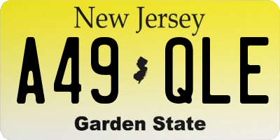 NJ license plate A49QLE