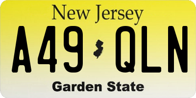 NJ license plate A49QLN