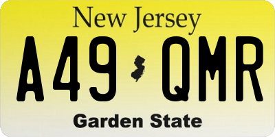 NJ license plate A49QMR