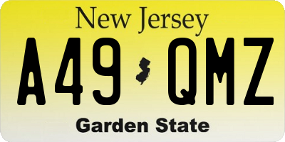 NJ license plate A49QMZ