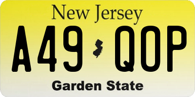 NJ license plate A49QOP