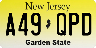 NJ license plate A49QPD