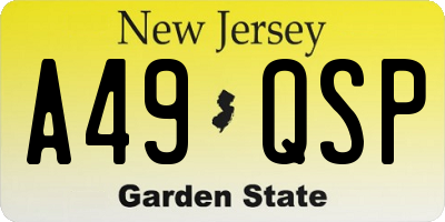 NJ license plate A49QSP
