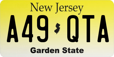 NJ license plate A49QTA